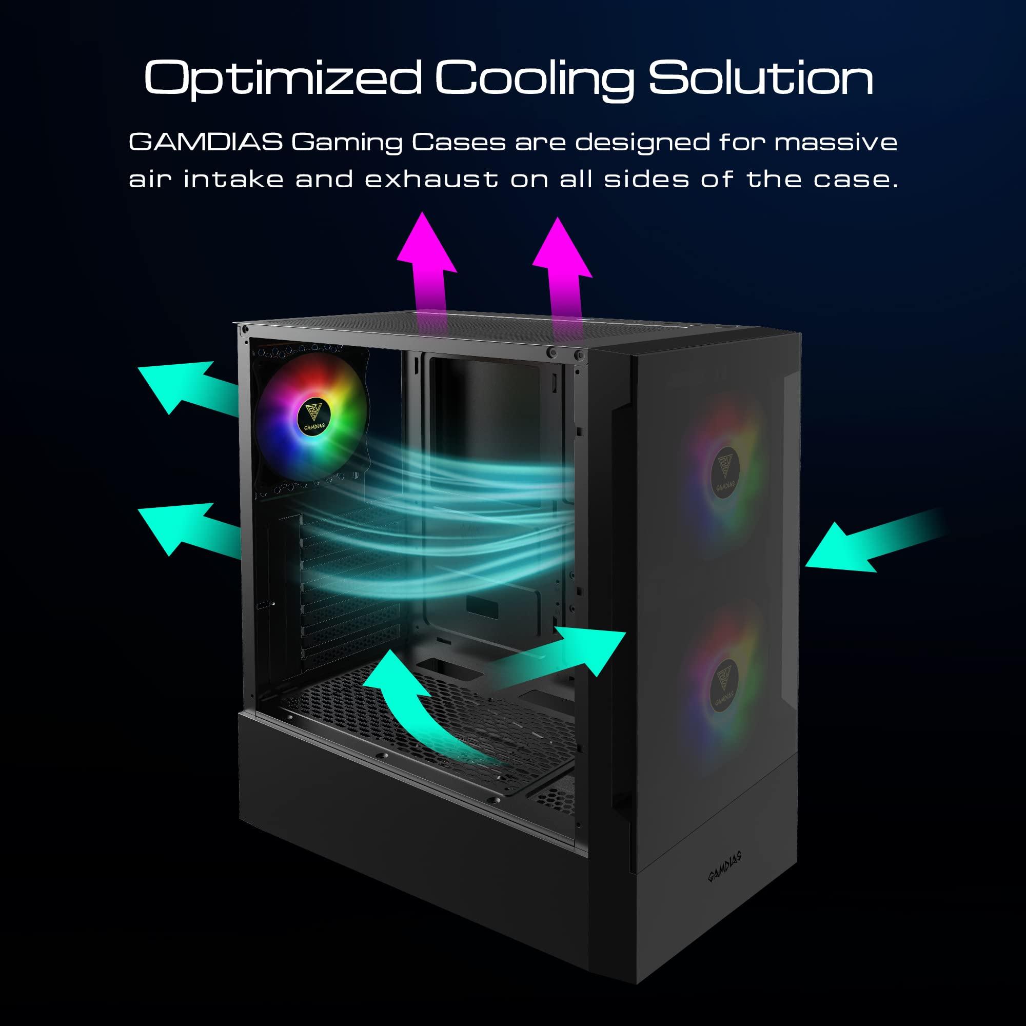 Mua Gamdias RGB Gaming ATX Mid Tower Computer PC Case with Side Tempered Glass Panel and a Magnetic Dust Filter & 3 Built-in 120mm ARGB Fans trên Amazon Mỹ chính hãng 2025 | Fado