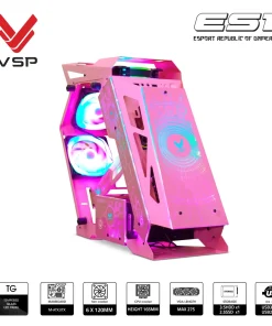 Thùng máy vỏ case máy tính VSP GAMING ES1 - Hồng