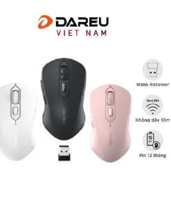 Chuột không dây DAREU LM115G Pink / Black / White - Kết nối xa 10m